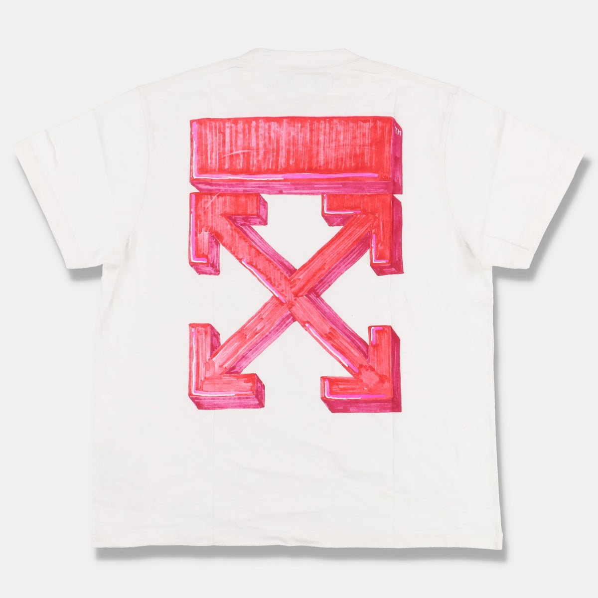 Off-White White and Pink Marker Oversized T-Shirt