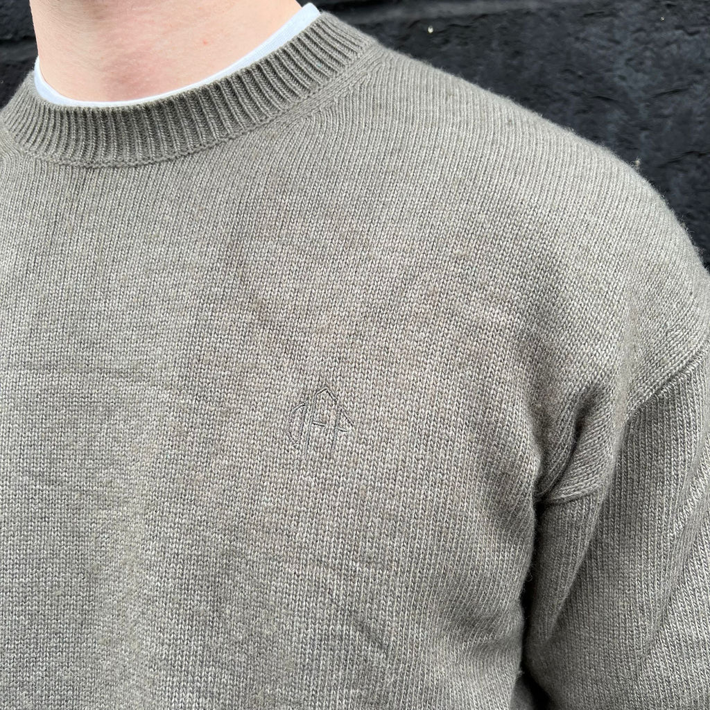 Off-White Green Embroidered Crewneck Knitted Sweater