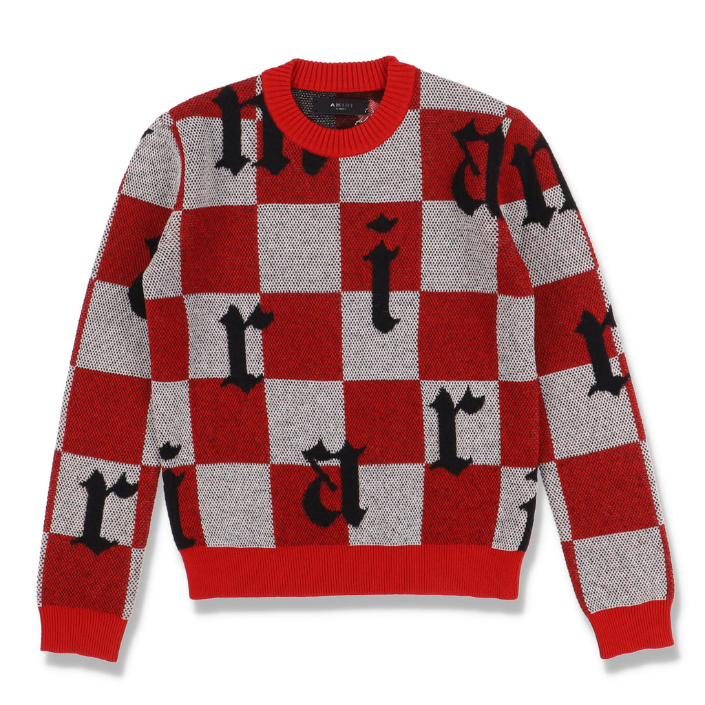 Amiri Red Checked Cashmere Logo Sweater