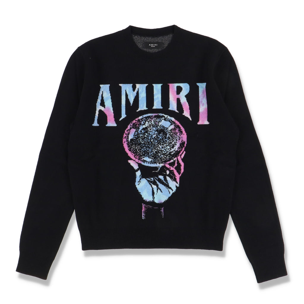 Amiri Black Crystal Ball Logo Cashmere Sweater