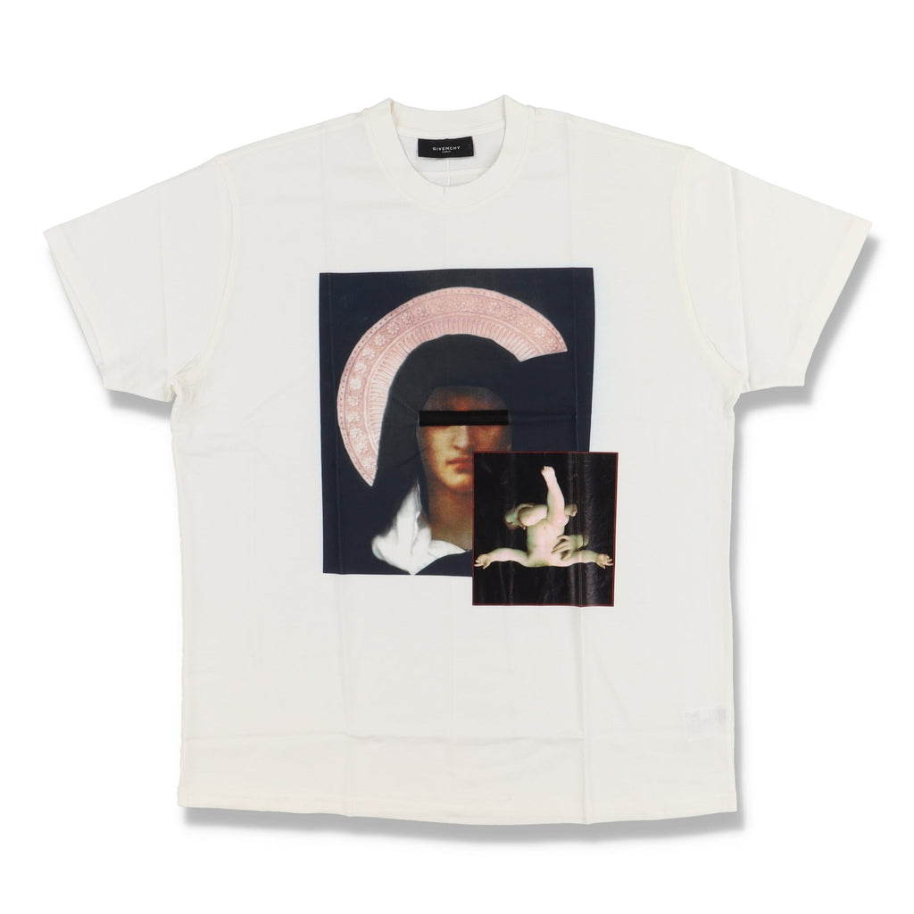 Givenchy White Madonna and Child Print Oversized T-Shirt
