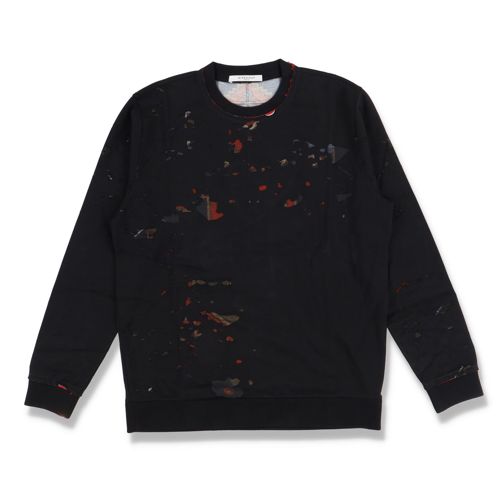 Givenchy 1 of 1 Black Distressed Persian Rug Overlay Sweatshirt
