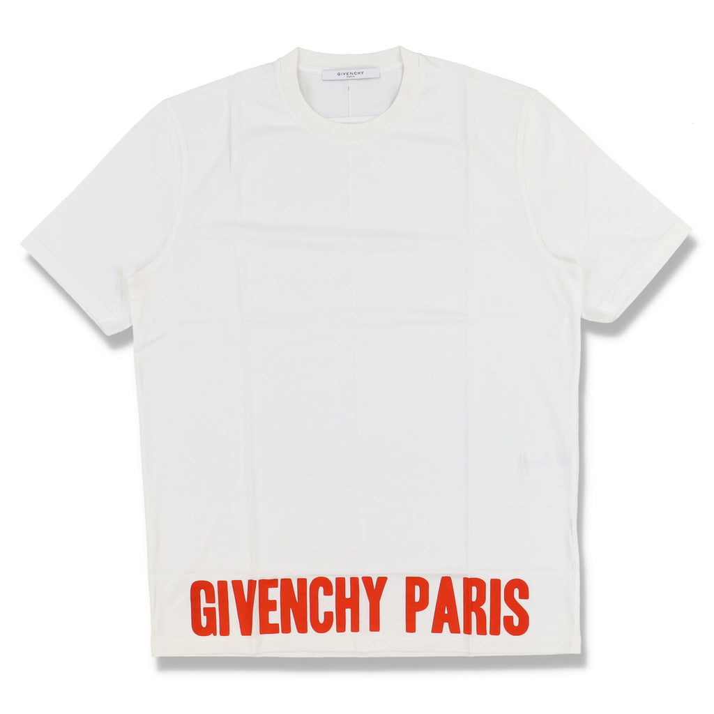 Givenchy White and Red Hem Logo T-Shirt