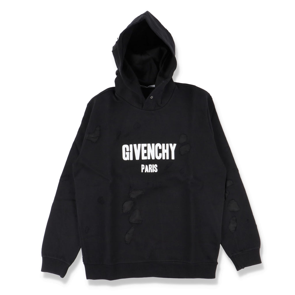 Givenchy Black Destroyed Logo Hoodie