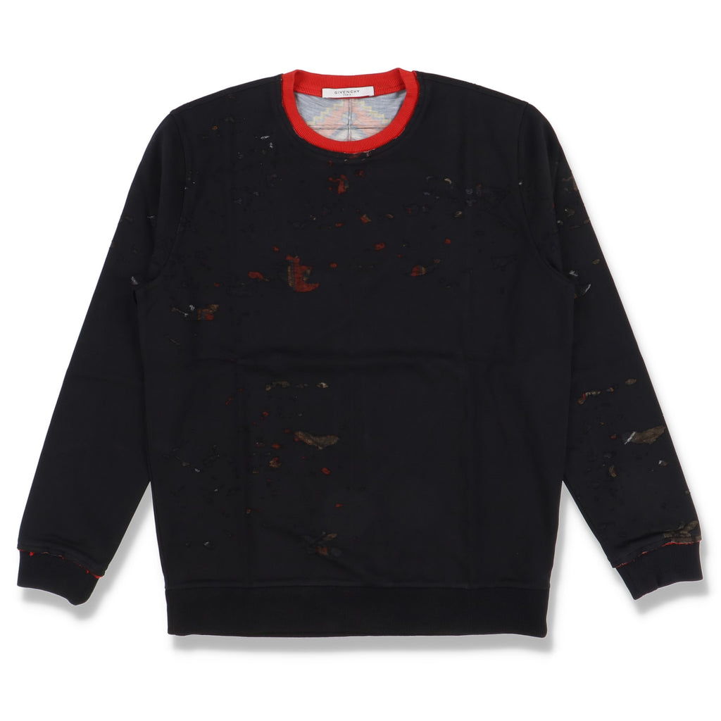Givenchy Black Distressed Persian Rug Overlay Sweatshirt
