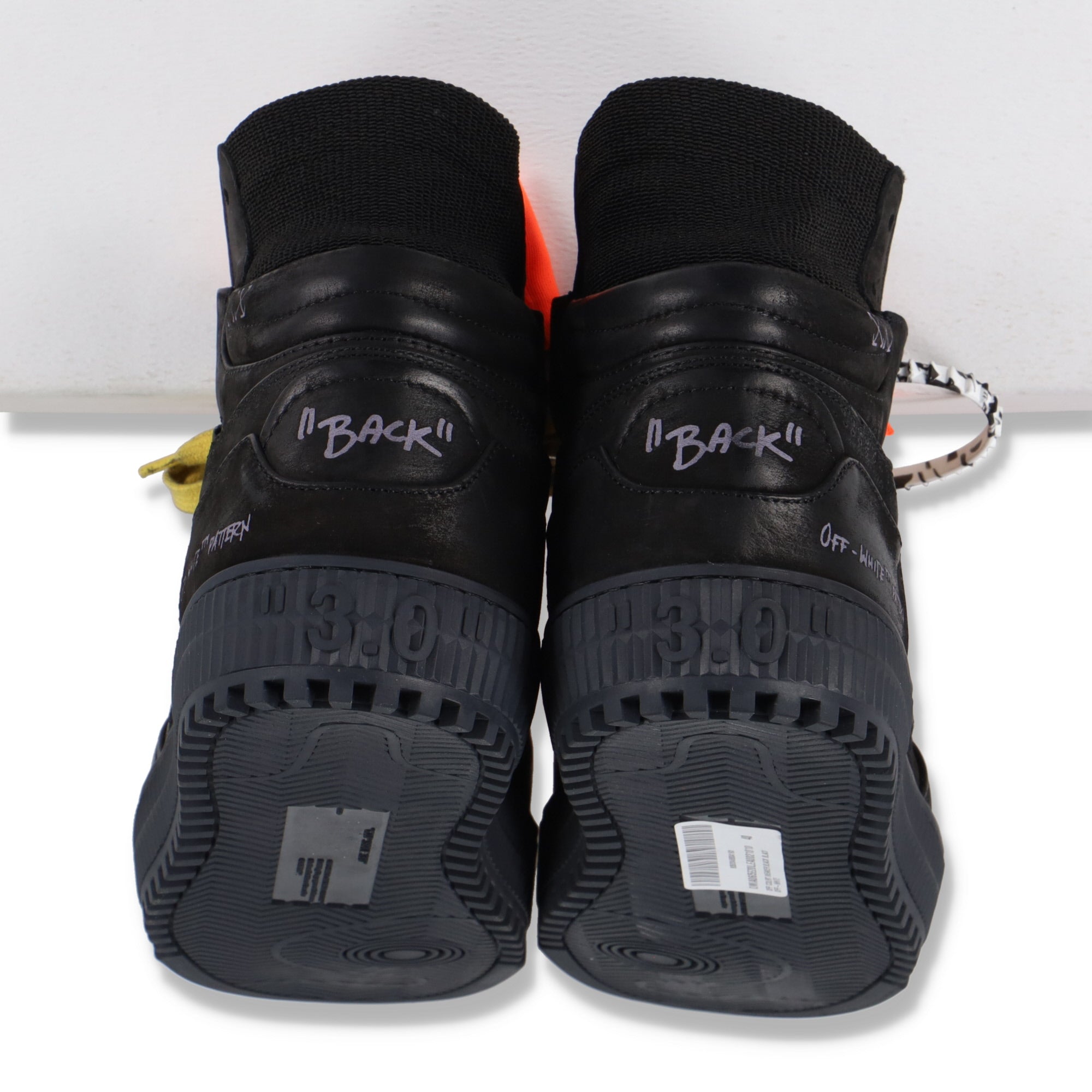 Off-White Black Leather Logo Off Court Hi-Top Trainers – Balewink