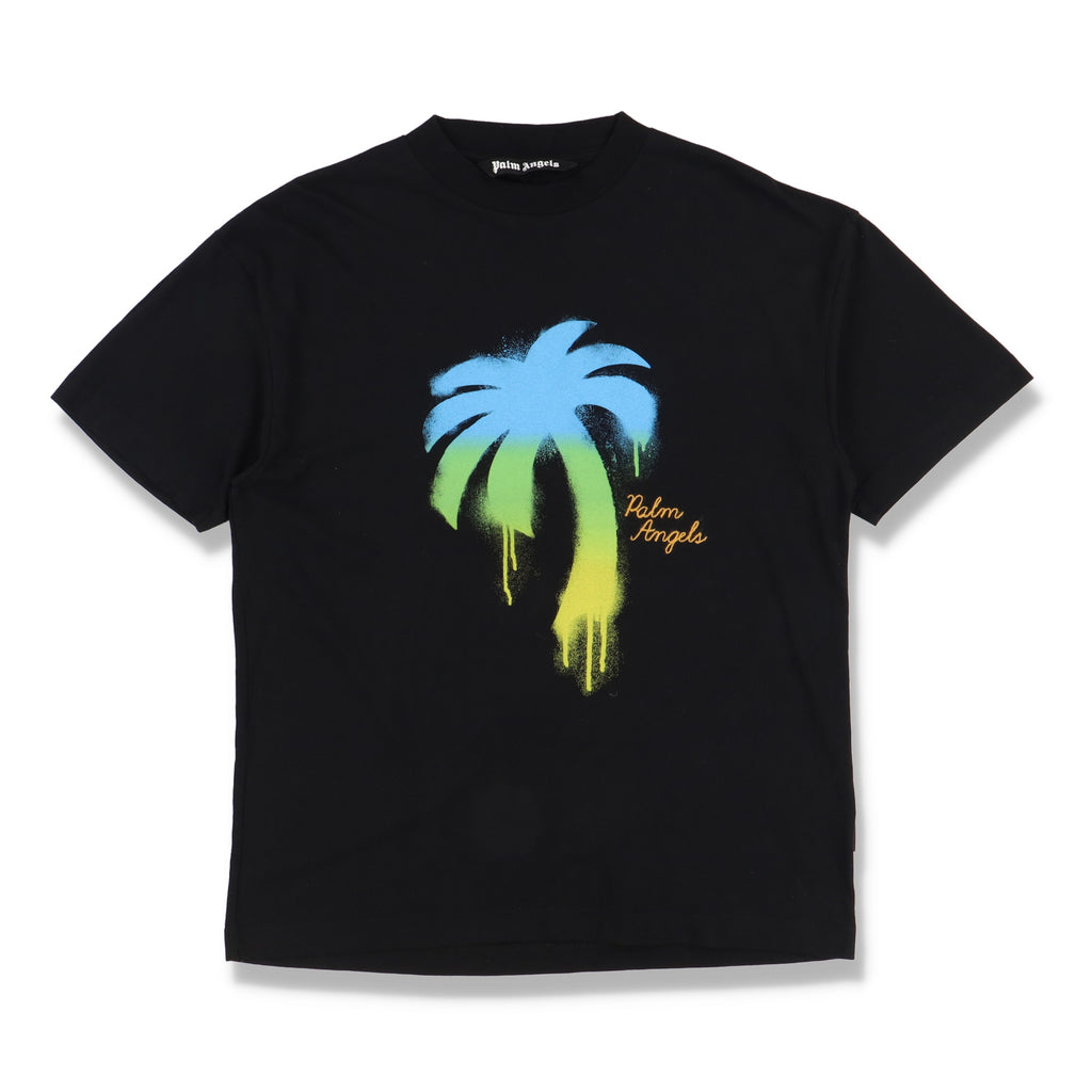 Palm Angels Black Sprayed Palm Embroidered Logo T-Shirt