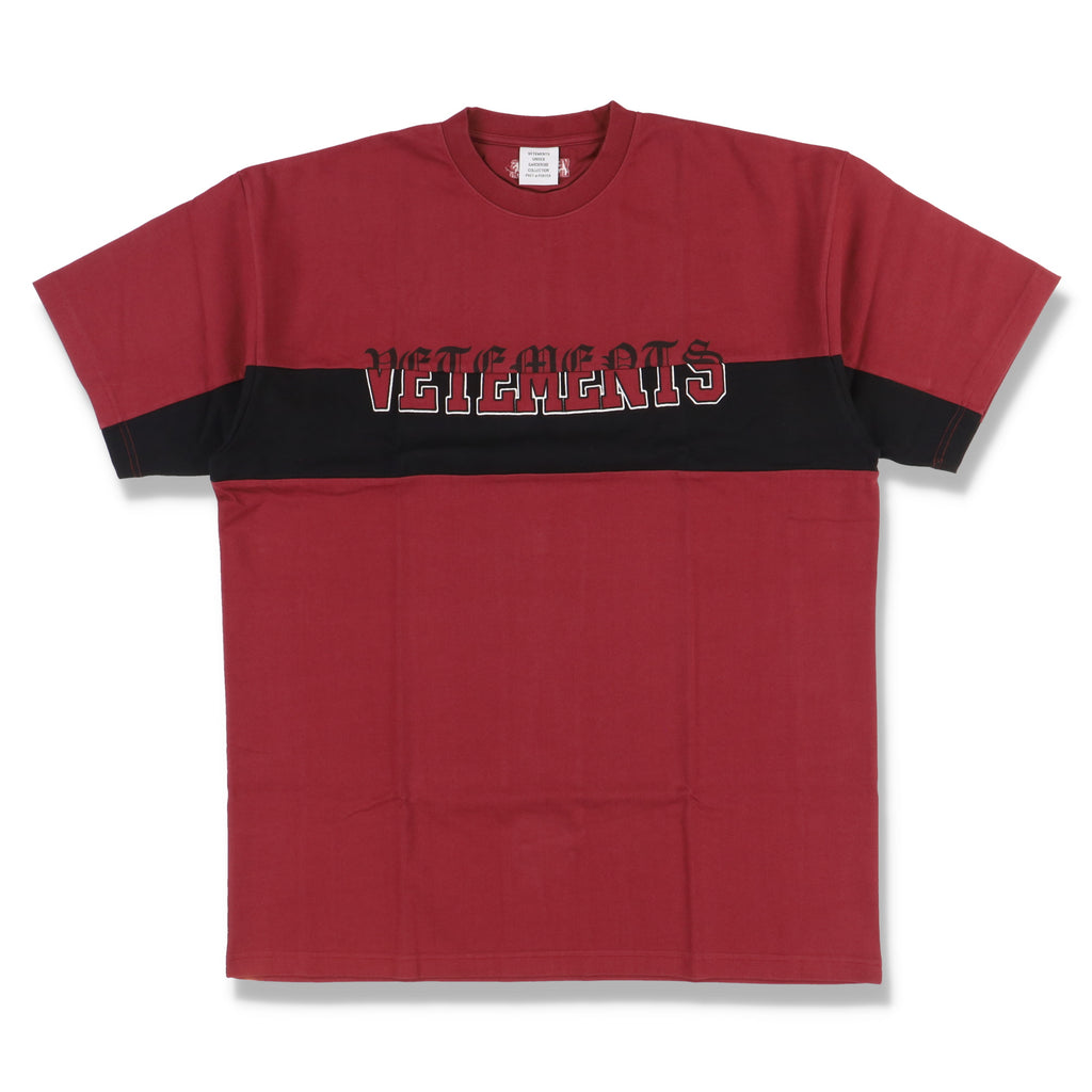 Vetements Bordeaux Cut-Up Embroidered Logo Oversized T-Shirt