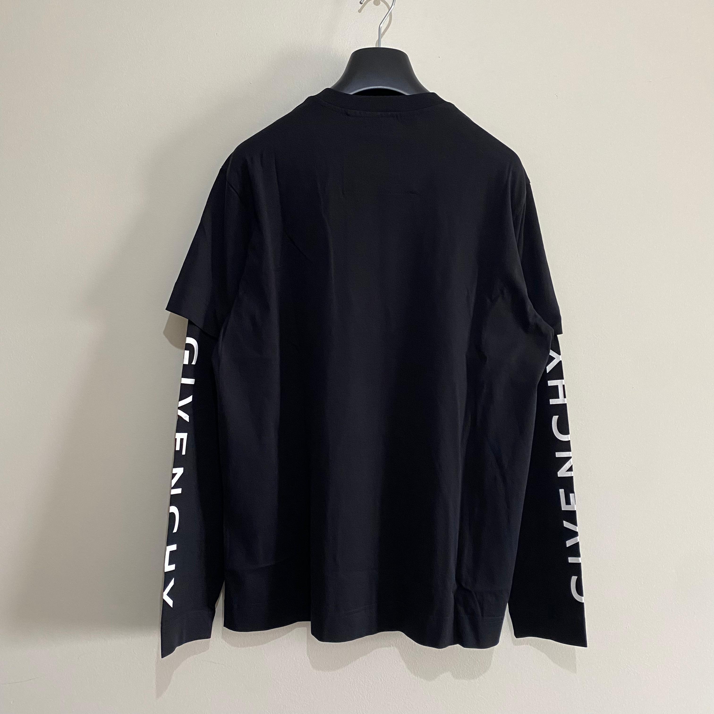 Givenchy Black Double Layered Sleeve Logo Oversized T-Shirt – Balewink