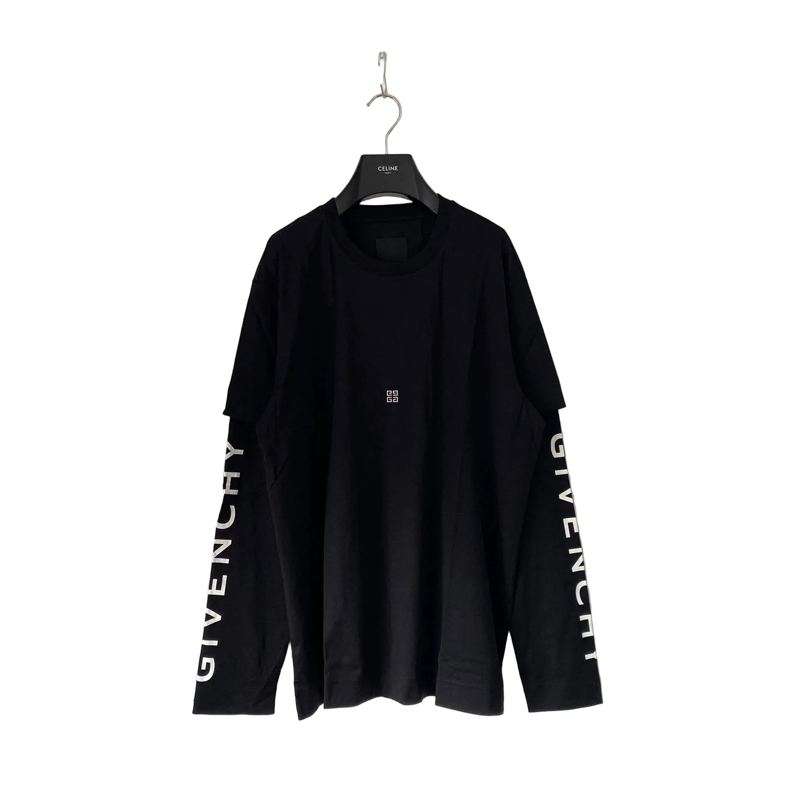 Givenchy Black Double Layered Sleeve Logo Oversized T-Shirt – Balewink