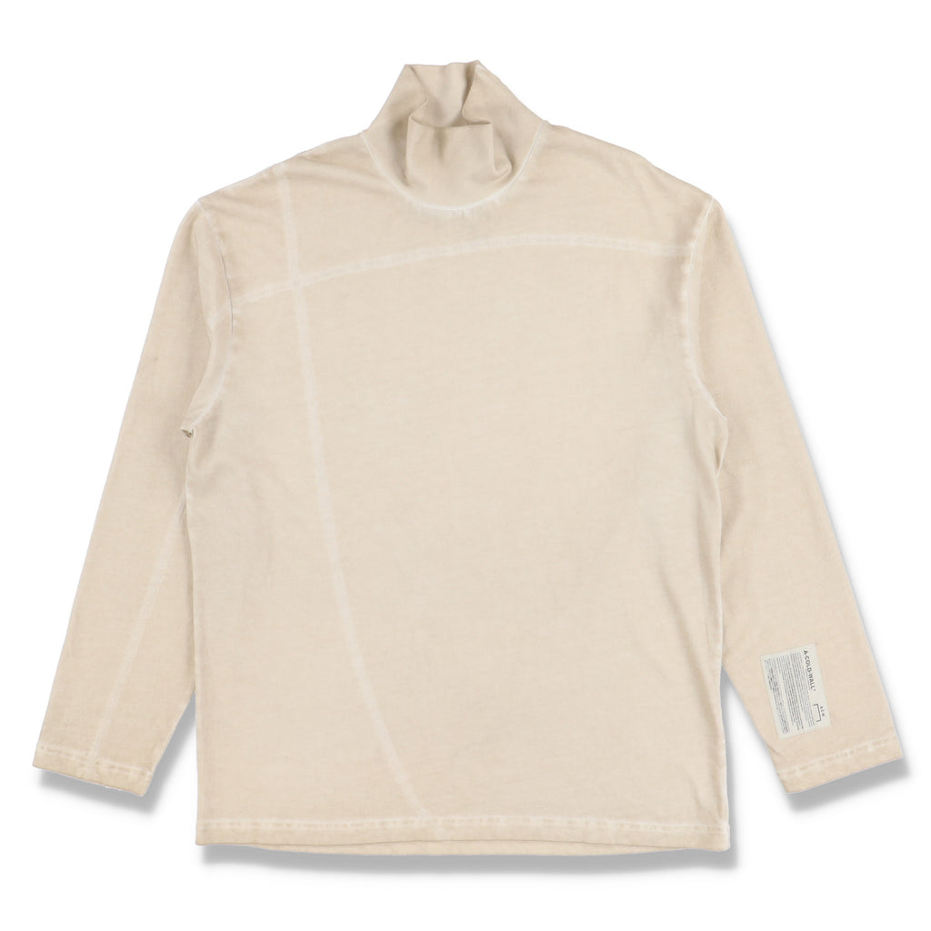 A Cold Wall Taupe Overlock ACW Logo Long Sleeve Mock Neck Top