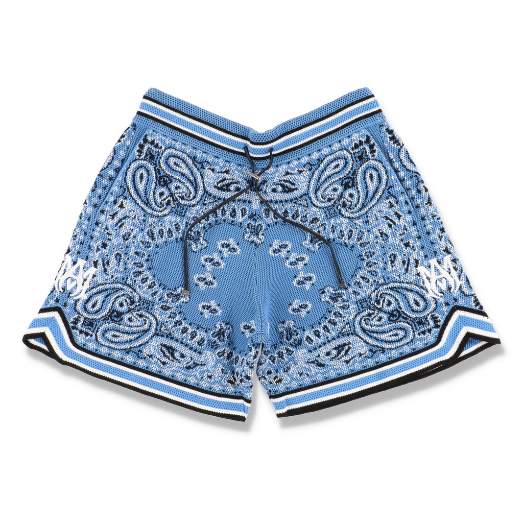 Amiri Carolina Blue Bandana Print B-Ball Knit Shorts
