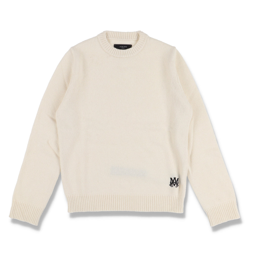 Amiri Ivory Core MA Logo Cashmere Sweater