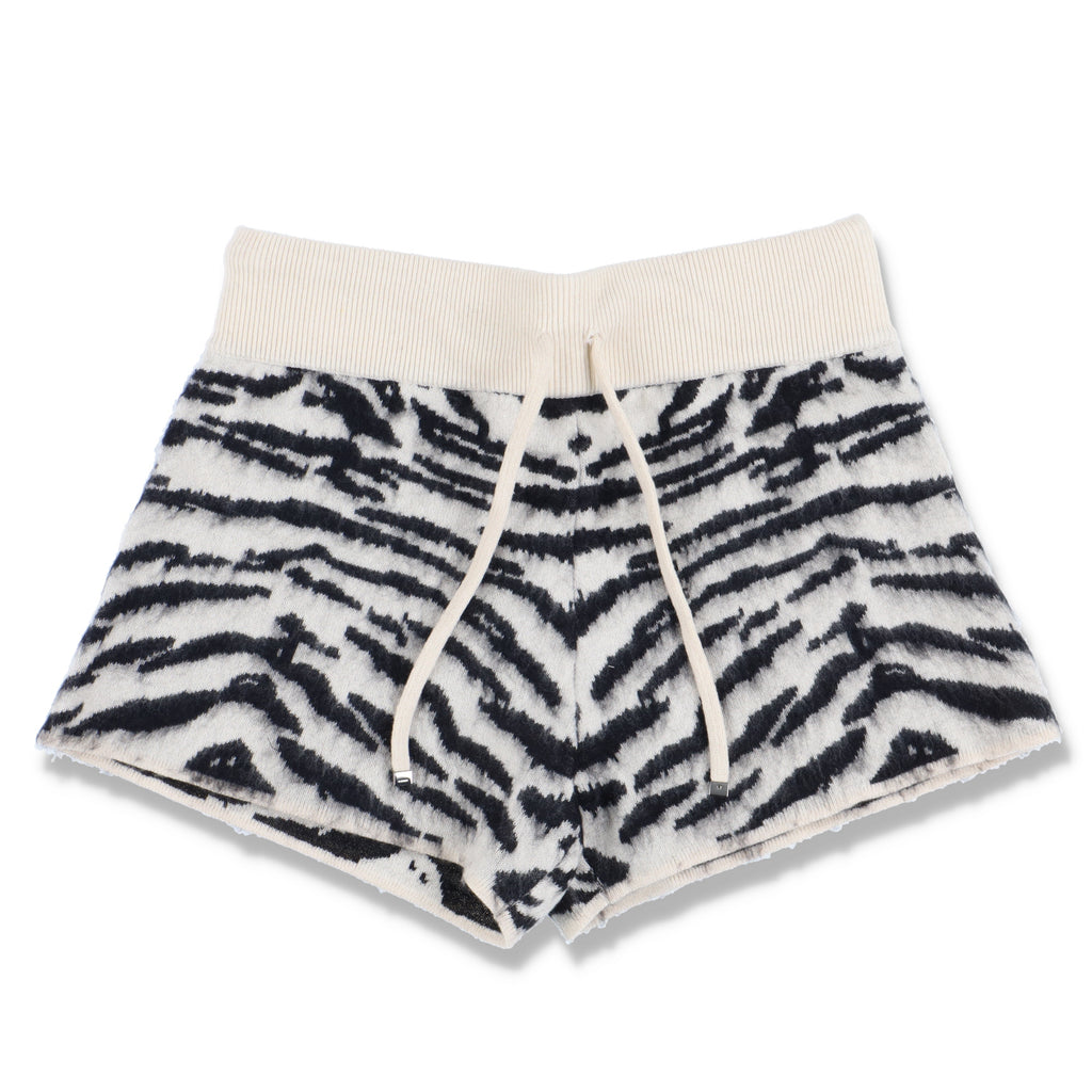 Amiri Black and White Animal Jacquard Cashmere Shorts