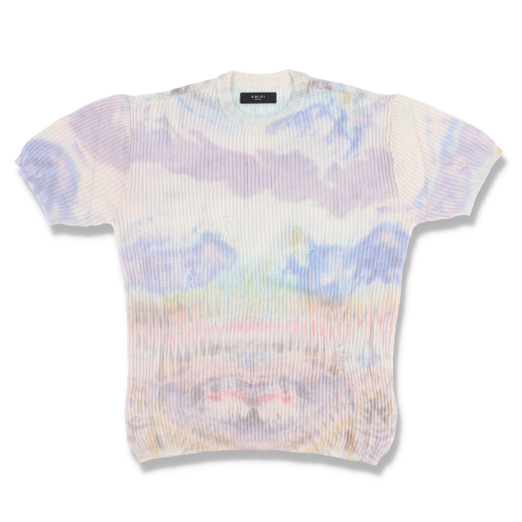 Amiri Tie Dye Distressed Knitted Cashmere Top