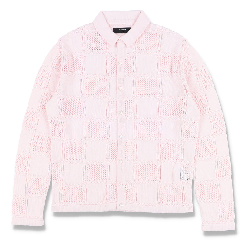Amiri Pink Checkered Knitted Polo