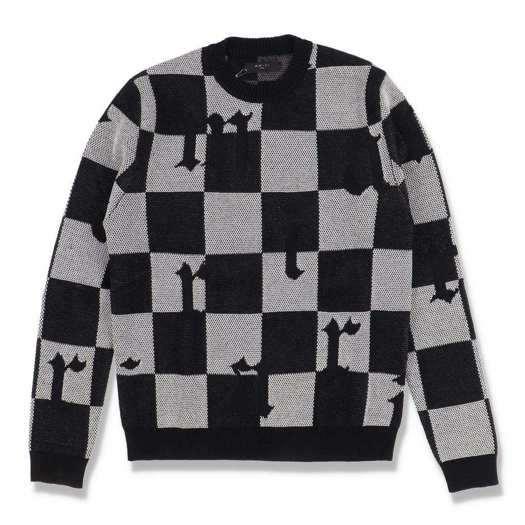 Amiri Black Checked Cashmere Logo Sweater