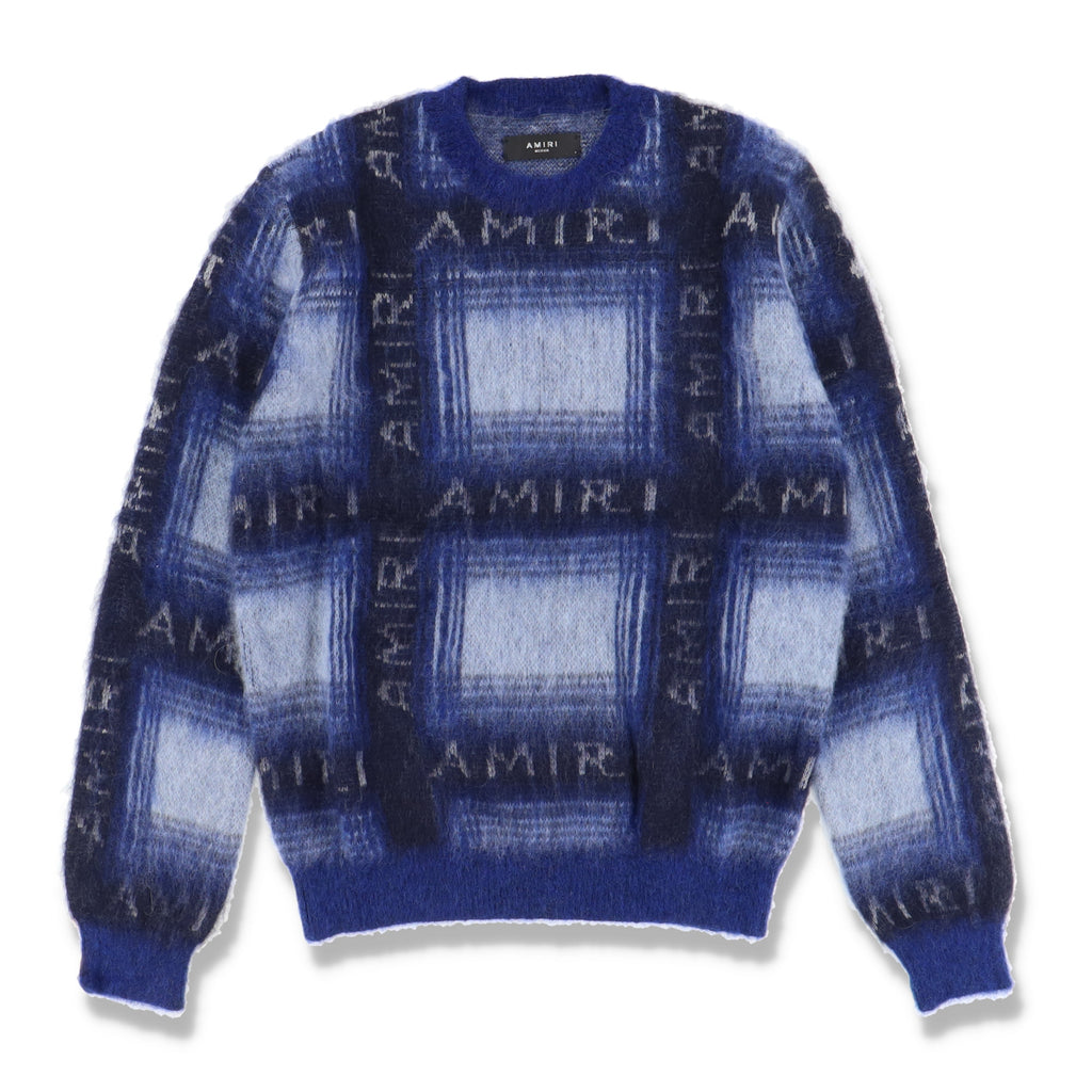 Amiri Blue Brushed Mohair Blend Logo Sweater