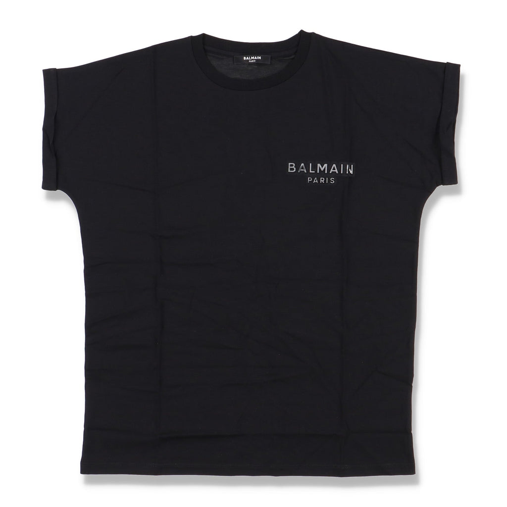 Balmain Black Metallic Chest Logo T-Shirt
