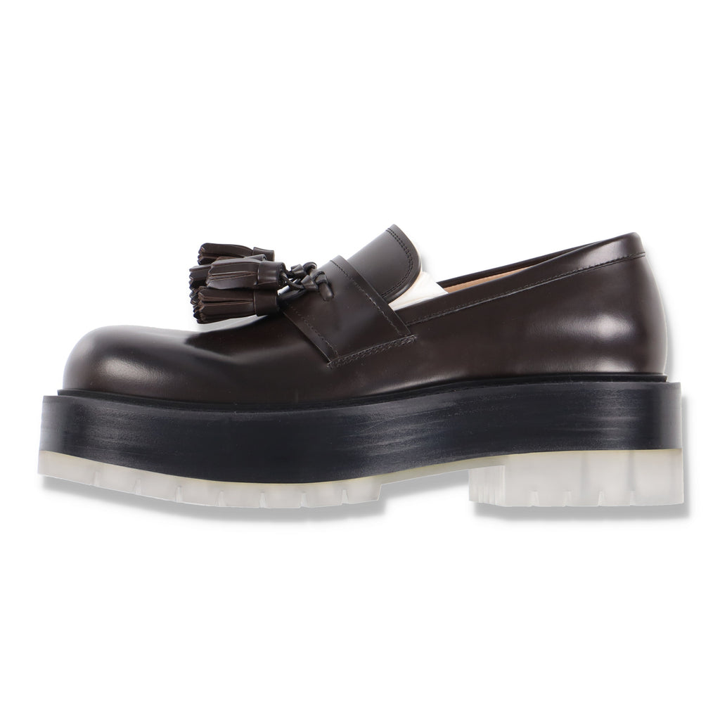 Bottega Veneta Brown Stilt Tasselled Platform Leather Shoes