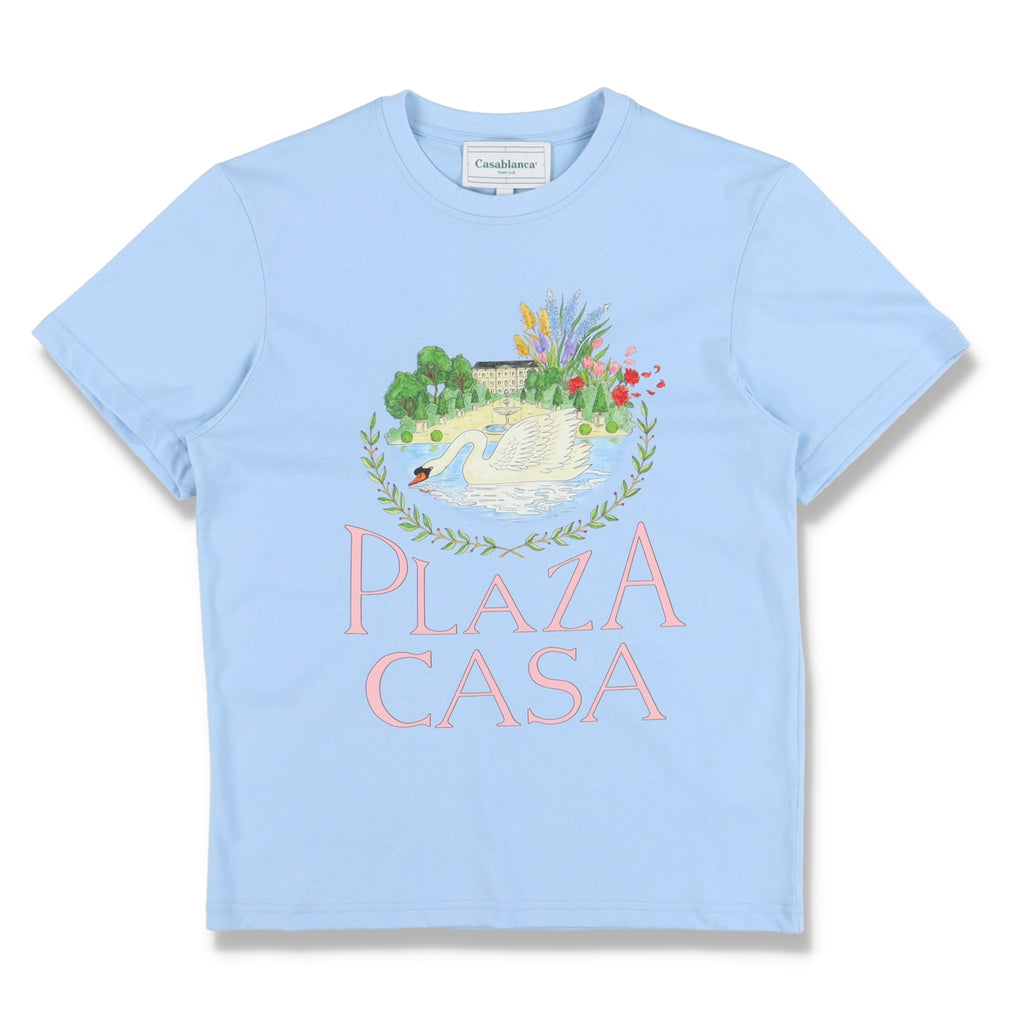 Casablanca Blue Plaza Casa Swan Print T-shirt