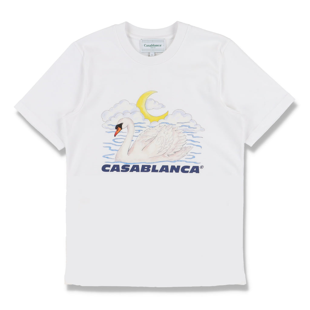 Casablanca White Swan Print T-shirt
