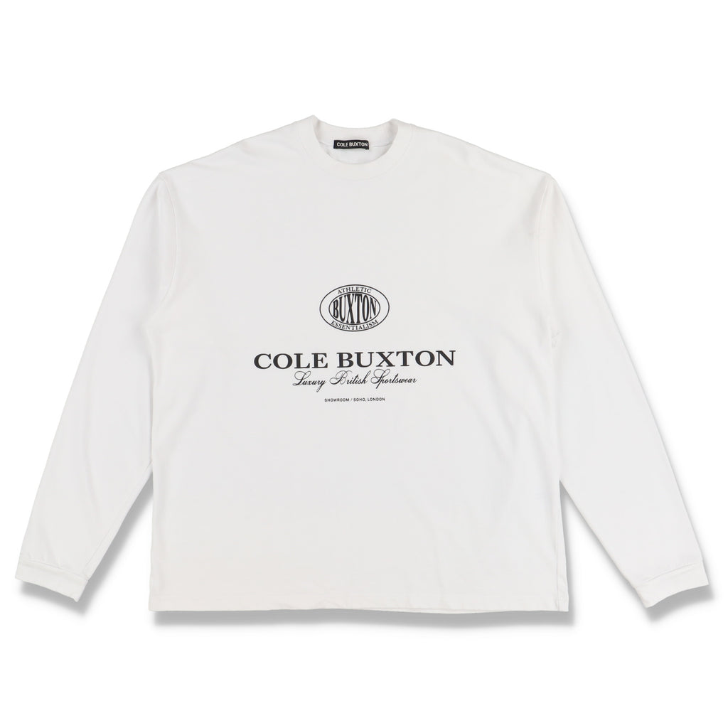 Cole Buxton White Crest Logo Long Sleeve T-Shirt