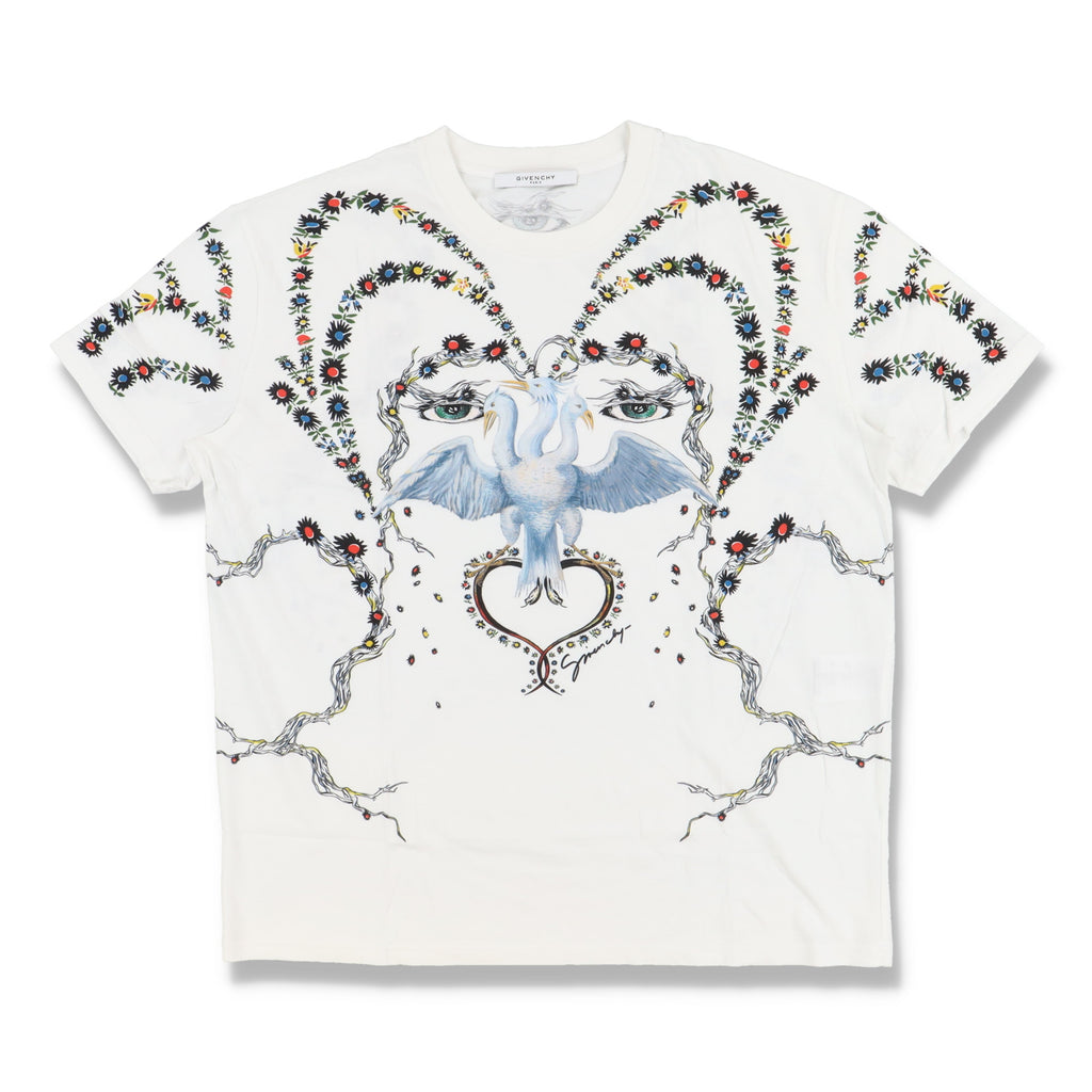 Givenchy White Floral Bird Print Oversized T-Shirt