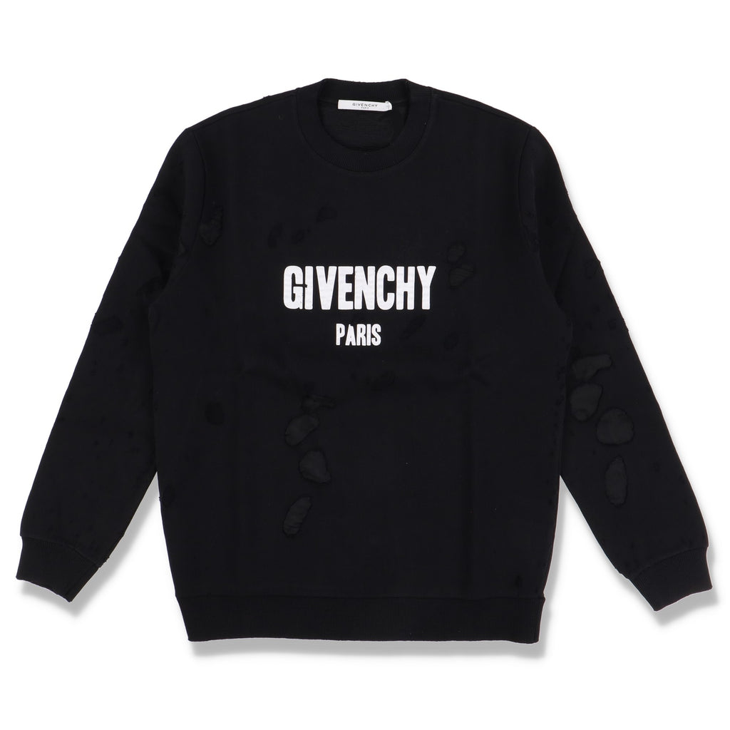 Givenchy Black Destroyed Logo Sweatshirt