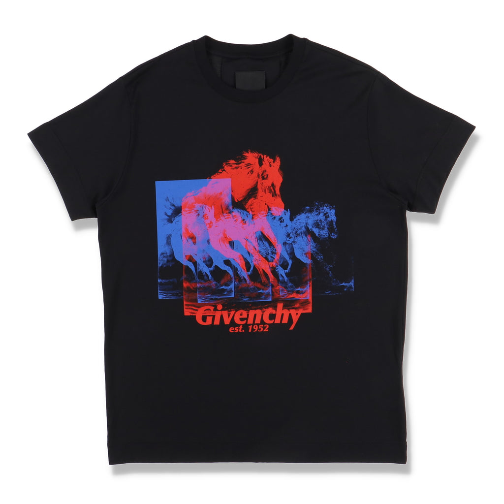 Givenchy Black Horse Logo Print Oversized T-shirt