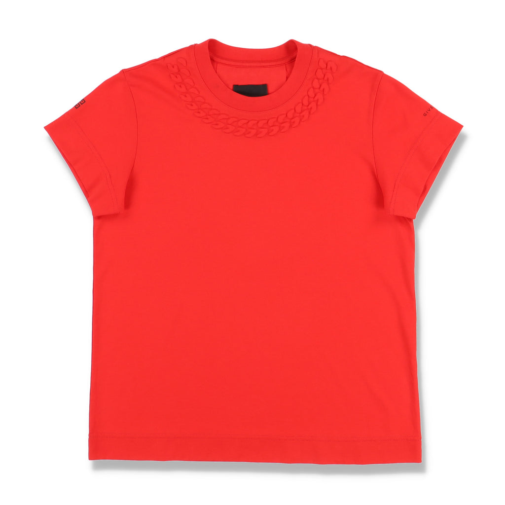 Givenchy Red Chain Embossed Collar T-Shirt