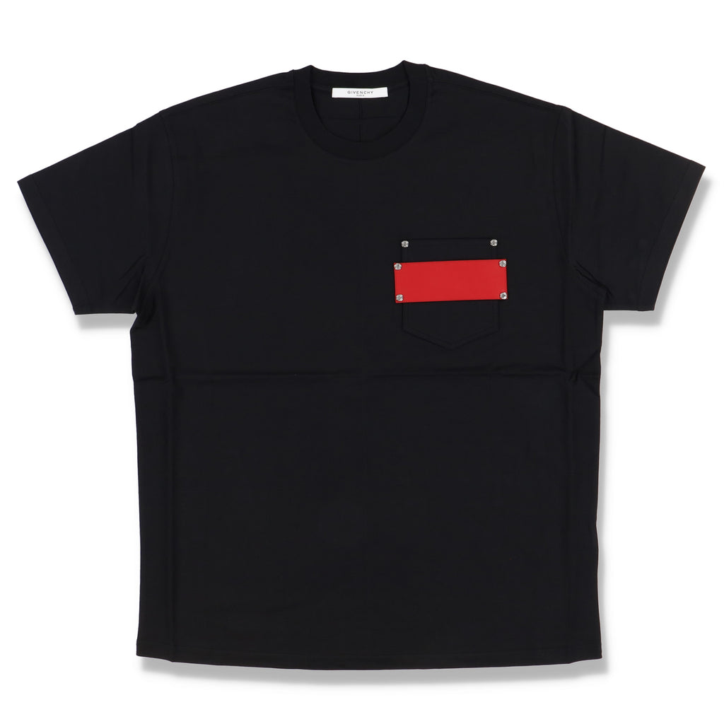 Givenchy Black and Red Harness Pocket Detail Oversized T-Shirt