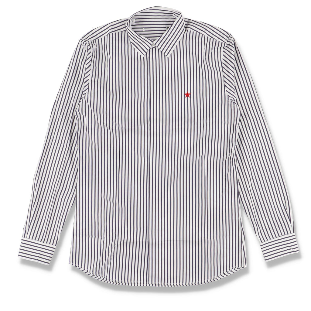 Givenchy Navy Striped Star Embroidery Shirt