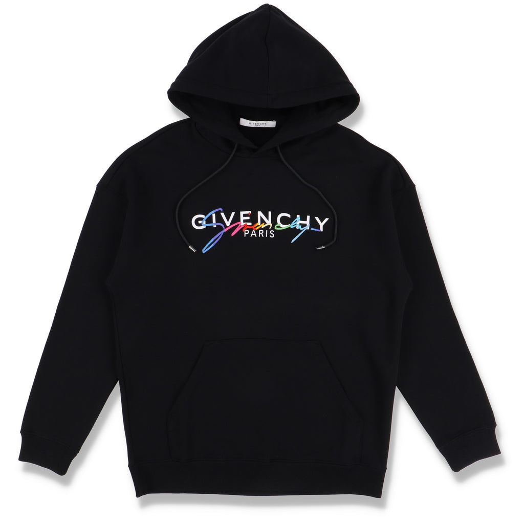 Givenchy Black Signature Rainbow Logo Hoodie