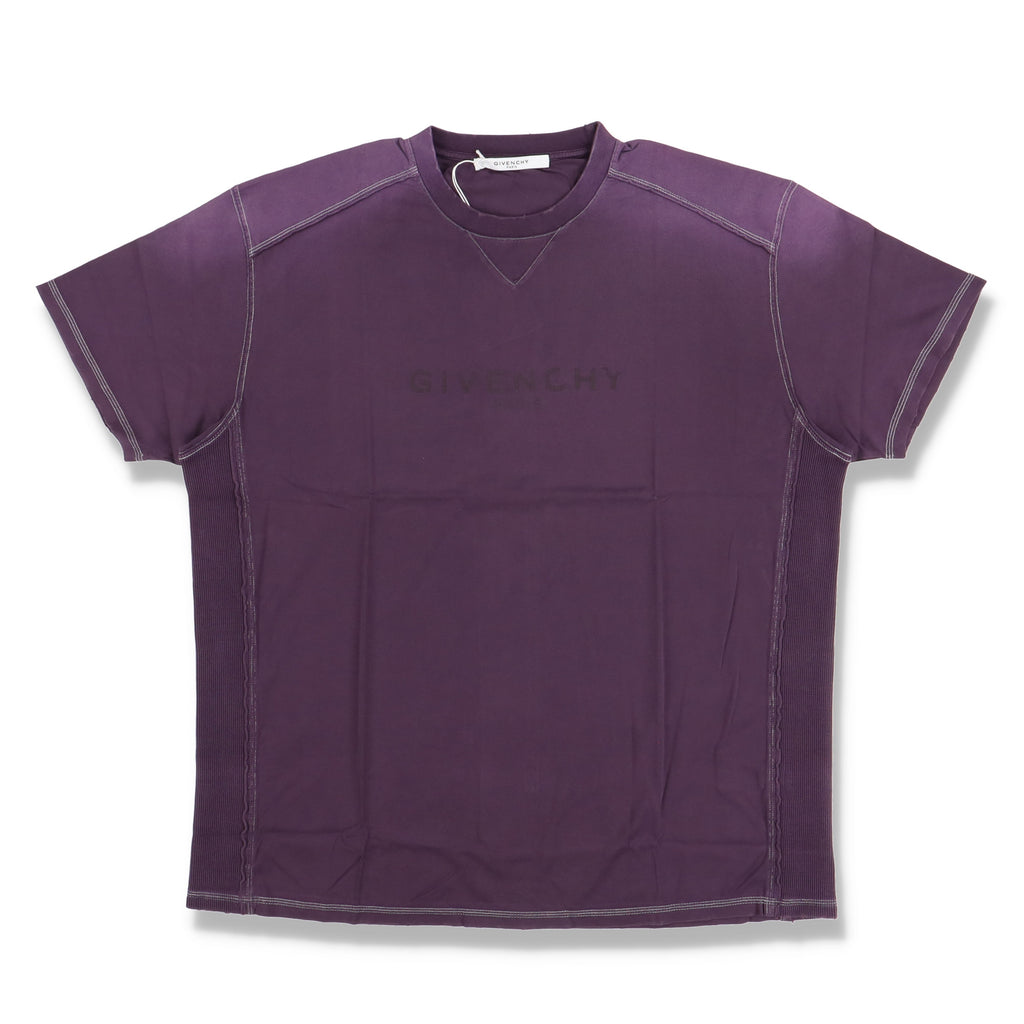 Givenchy Purple Ribbed Blurred Logo Oversized T-Shirt