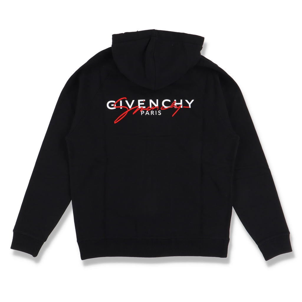 Givenchy Black and Red Signature Logo Zip Hoodie