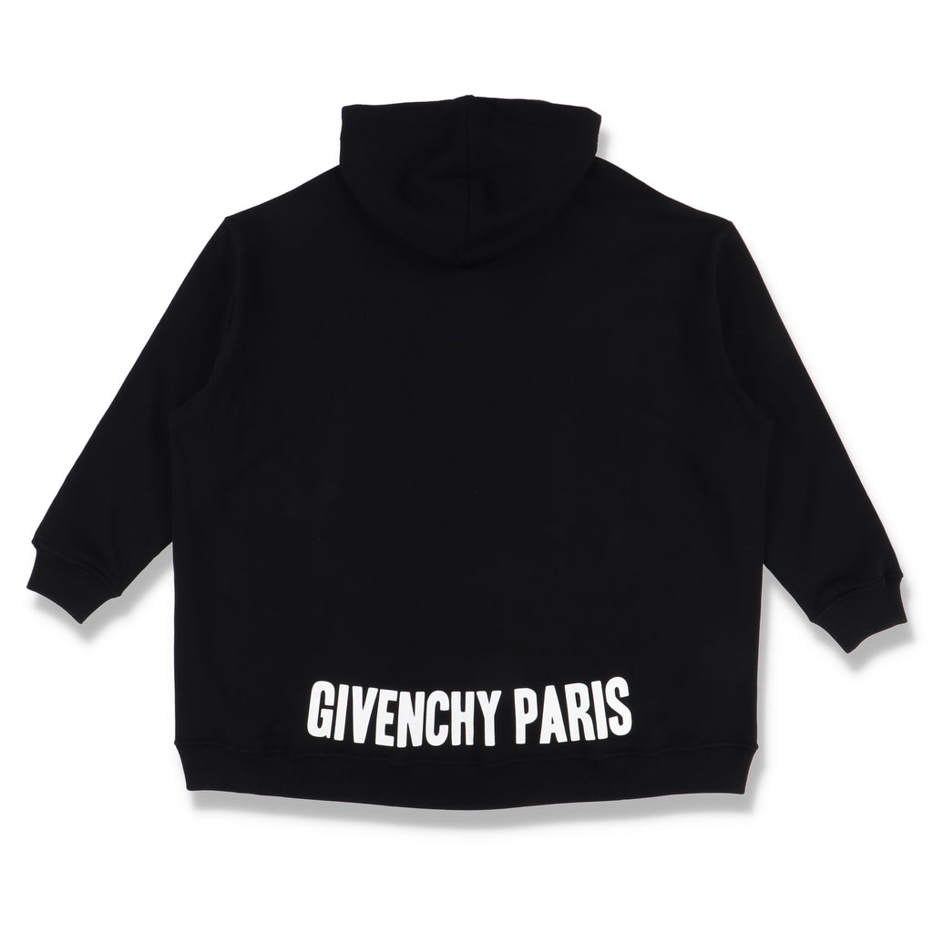 Givenchy Black Silk Drawstring Oversized Logo Hoodie