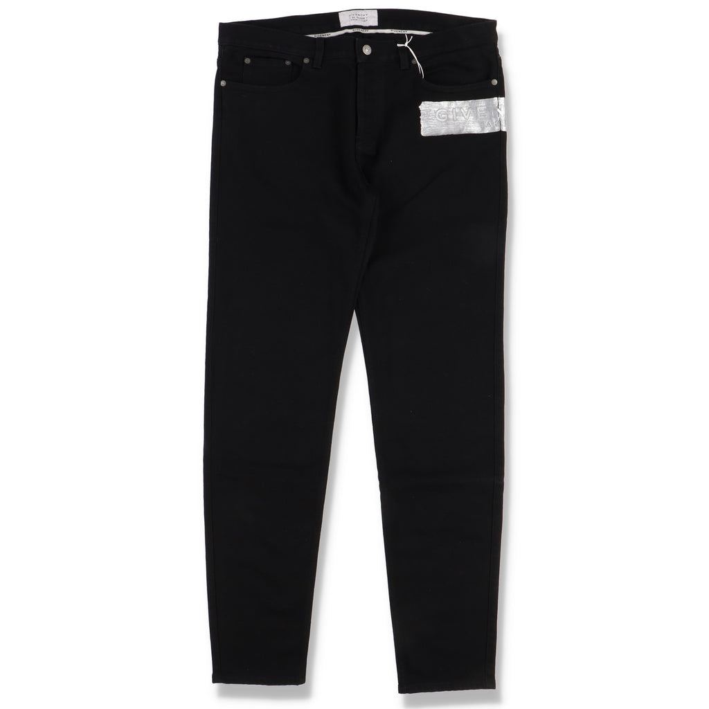 Givenchy Black Latex Band Logo Skinny Jeans