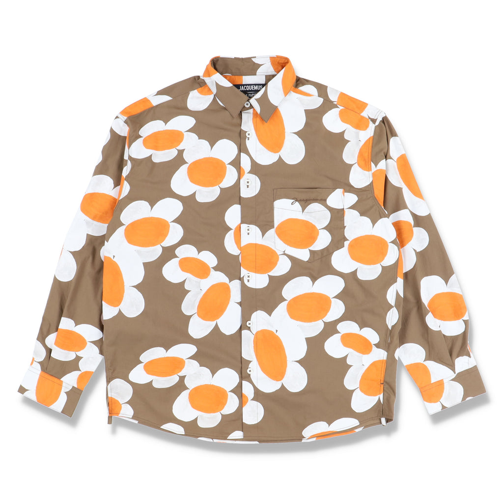 Jacquemus Brown Ditsy Floral Embroidered Logo Shirt