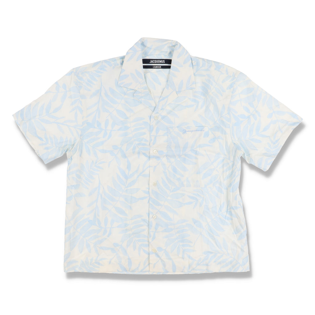 Jacquemus Blue and White Foliage Print Shirt Sleeve Shirt