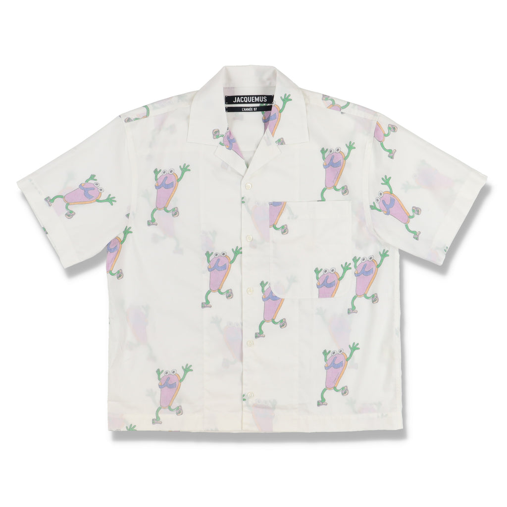 Jacquemus White Flip Flop Print Reversible Short Sleeve Shirt