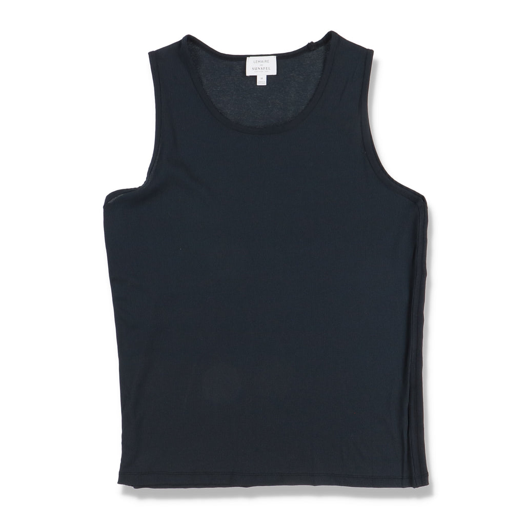 Lemaire × Sunspel Navy Blue Ribbed Tank Top