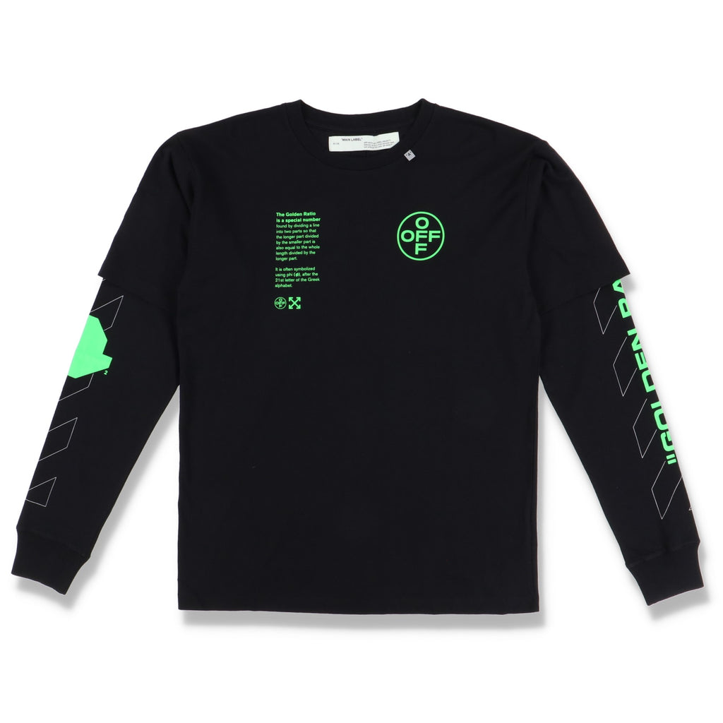 Off-White Black Golden Ratio Double Layer Long Sleeve T-Shirt