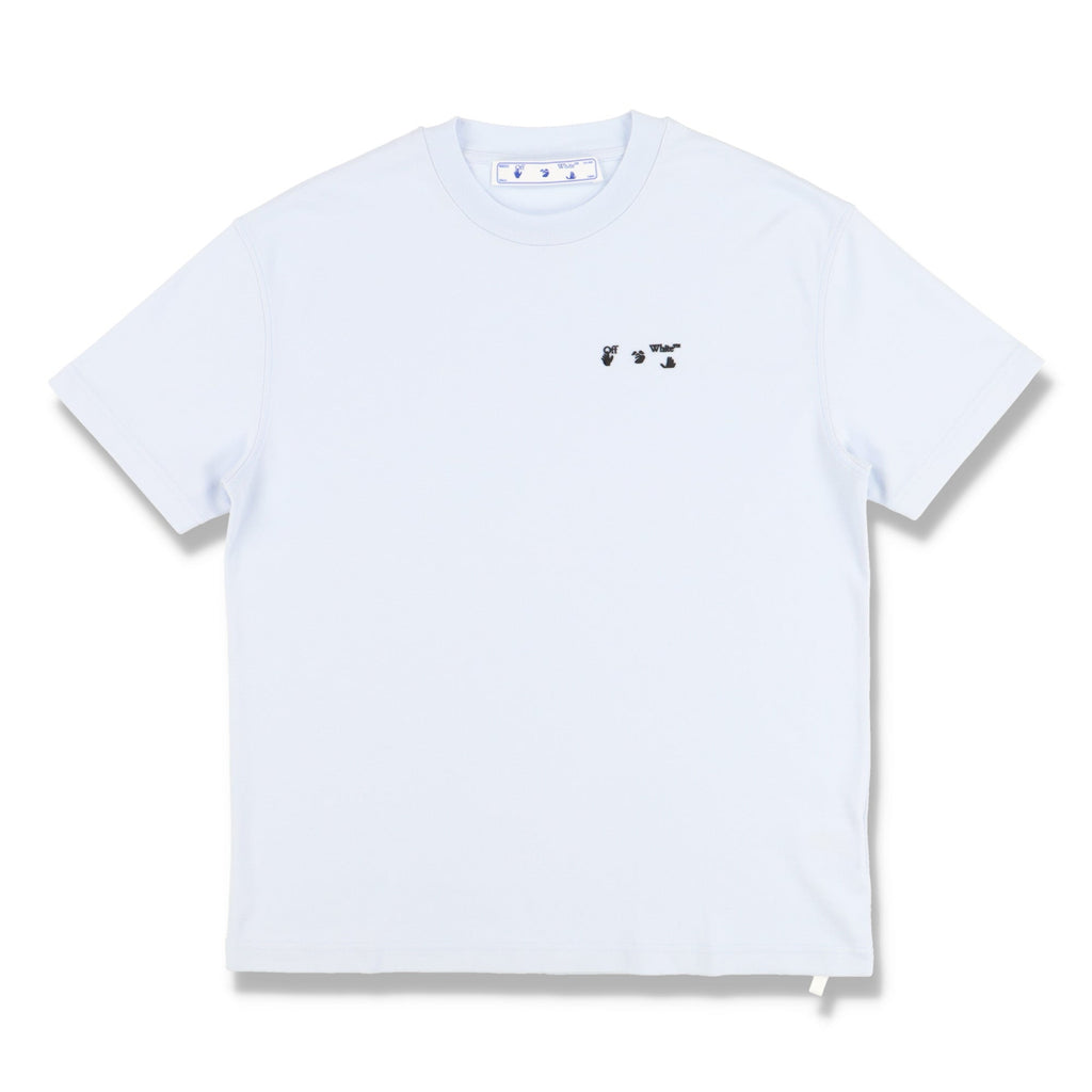 Off-White Light Blue Rubberised Hands Logo T-Shirt