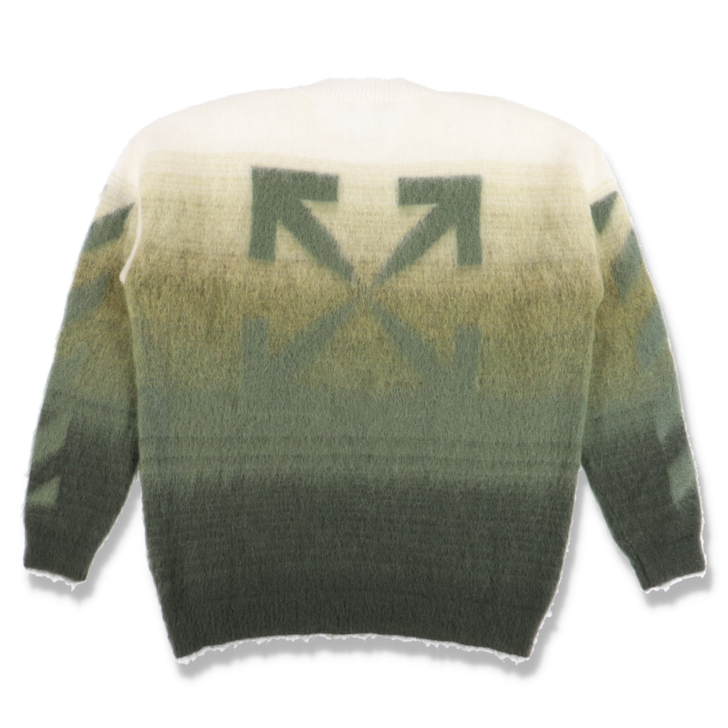 Off-White Green Brushed Arrows Diagonals Oversized Sweater