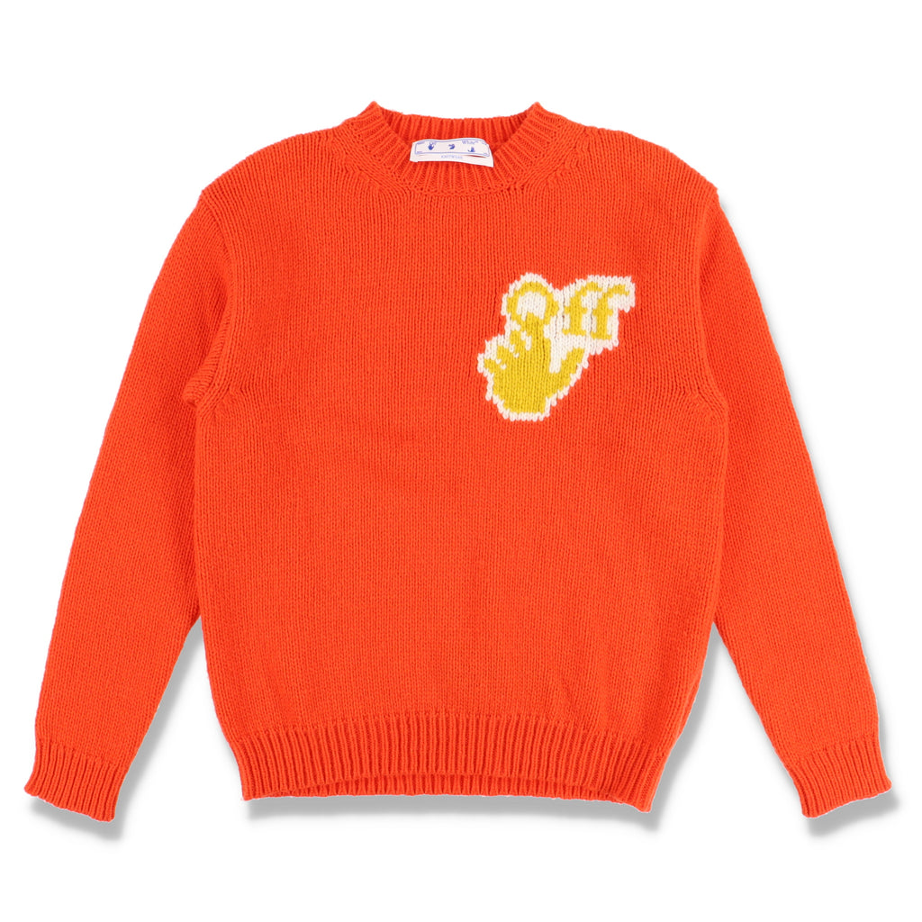 Off-White Orange Off Hand Intarsia Knit Logo Sweater