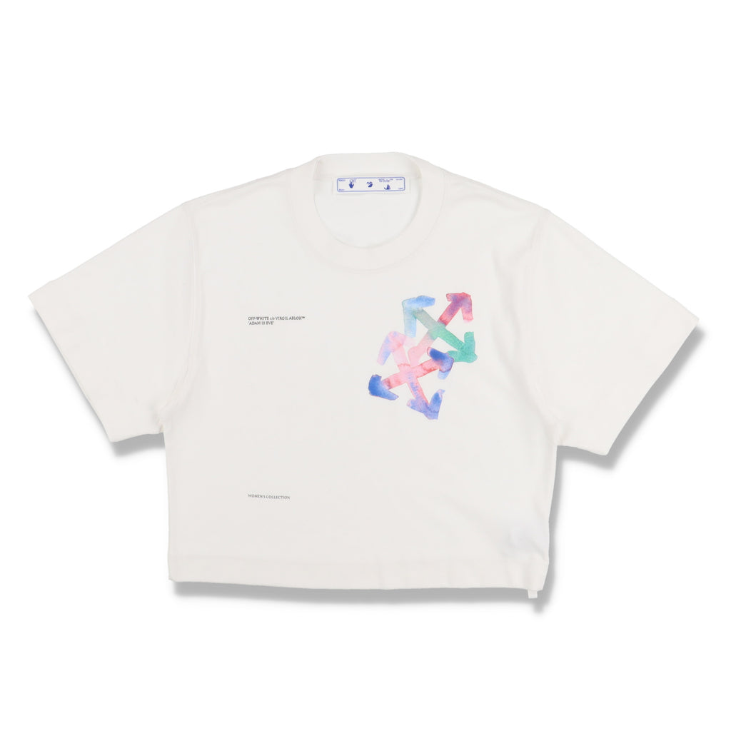 Off-White White "Adam is Eve" Watercolour Arrows Cropped T-Shirt