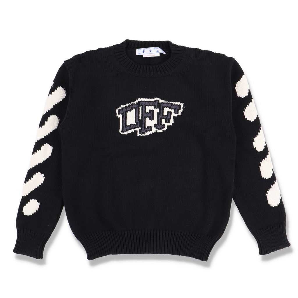 Off-White Carlos Logo Black Chunky Knit Arrows Sweater