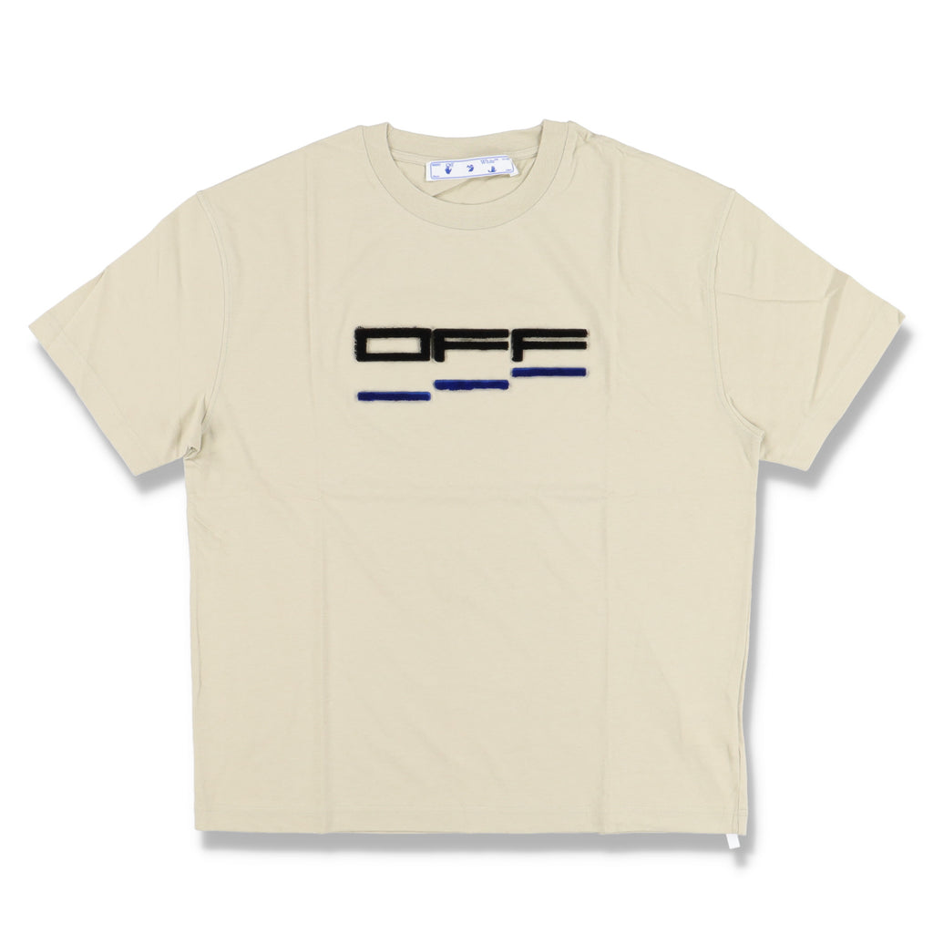 Off-White Beige Flocked Steps Logo T-shirt
