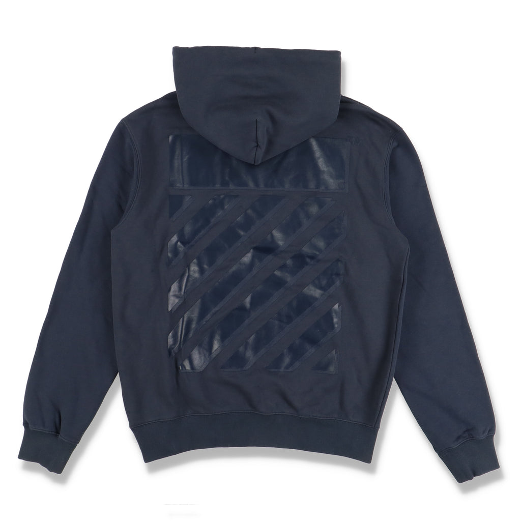 Off-White Navy Logo Rubber Diagonals Hoodie